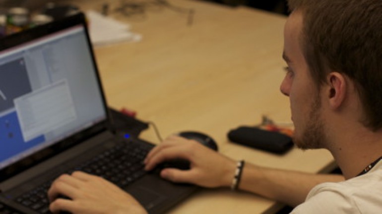 A picture of me (Luc Shelton) working away in the Unity editor during the game jam.