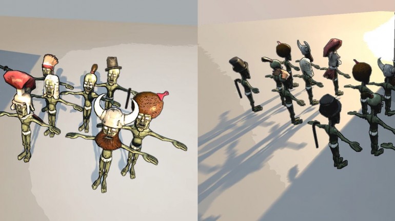 A picture displaying the enemy in-game zombies, with various hats attached to the head socket of the character.