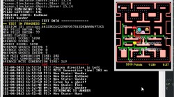 A screenshot of an instance of the Ms. Pac-Man Simulator with the AI agent running in the background.